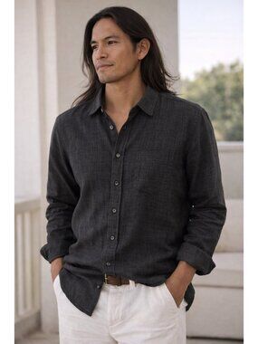 Rails Wyatt Black Chambray Button Shirt Mens Medium Casual Minimal